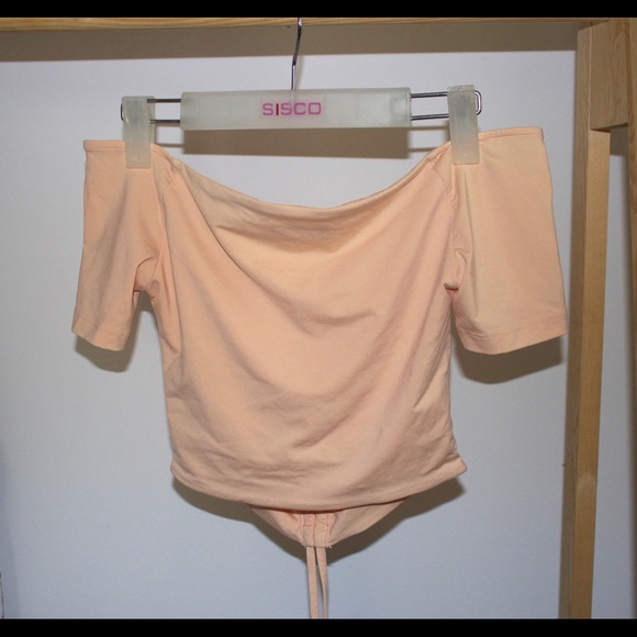 Kookai Crop Top Rouche Off Shoulder Size 6 8 Small Pastel - Picture 5 of 6